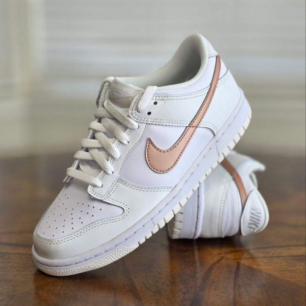 Nike Dunk Low White Pink Metallic Bronze Women's Shoe's Size 8.5 New DH9765-100